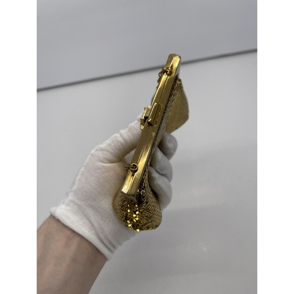 Vintage Whiting & Davis Gold tone Clutch Purse Sequin Mesh Crystals retro bag - Picture 2 of 16